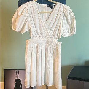 French Connection White Puff Sleeve Mini Dress